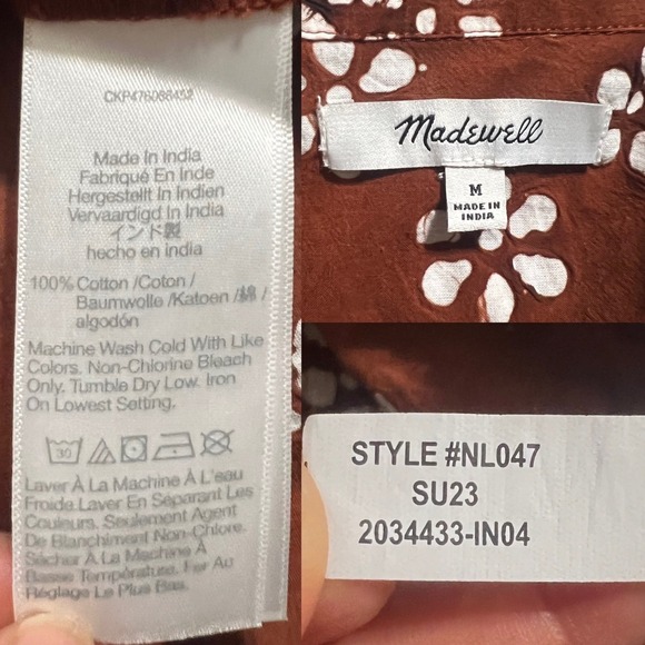 Madewell Bubble-Printed Button-Up CampShirt in Dusty Redwood Size M - Picture 11 of 11